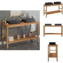 Armoire de toilette en teck solide avec lavabos en marbre Noir - Meuble De Salle De Bain - Armoire De Salle De Bain - Vanity Unit - Lave-mains