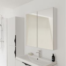 Cersanit - Armoire de toilette miroir 80 cm blanc brillant Malta