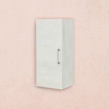 Armoire De Toilette Suspendue 1 Porte Chêne Blanc Poignée Chromée Rimini