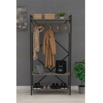 Toscohome - Armoire d'entrée 90x180h cm avec porte-manteau et cintre couleur gris - Navis