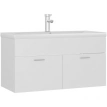 Helloshop26 - Armoire d'évier avec lavabo intégré blanc aggloméré