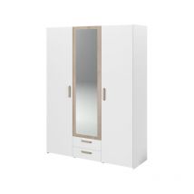 Armoire dream 3 portes - Panneau de particules - Miroir - Décor blanc - L150 x H200 x P52 cm