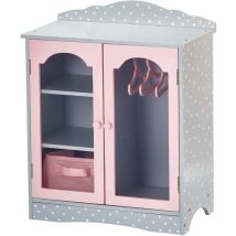 Teamson Kids - Olivia's Little World Garde-Robe Poupée 45 cm Polka Dots Princess avec Cintres, Gris/Rose