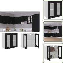 Armoire en verre suspendue Noir 60x31x60 cm Bois d'ingénierie - Armoire Suspendu - Meuble De Cuisine - Rangement Cuisine - Armoire Verre - Cuisine