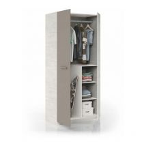 Armoire jeunesse ares plus 90 cm (largeur) x 200 cm (hauteur) x 52 cm (profondeur) - Alpes Blanches - Basalte