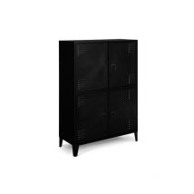 Idmarket - Armoire ester 4 portes métal noir design industriel