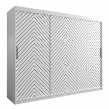 Mobilier1 - Armoire Hartford 316, Blanc + Noir, 200x250x62cm, Portes d'armoire: Glissement, Nombre d'étagères: 0