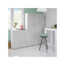Dansmamaison - Armoire haute 2 portes battantes Blanc/Béton - siminti - l 80 x l 37 x h 182 cm