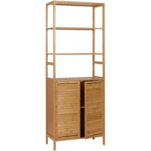 Armoire haute HHG 877, armoire de salle de bains 4 étagères Bambou mdf 168x64x33cm