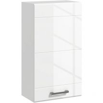 Kleankin - Armoire haute murale de salle de bain ou wc - placard porte 2 étagères - dim. 41L x 18l x 52H cm - mdf blanc mat laqué