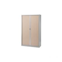 Vinco - Armoire haute à rideaux monobloc Généric h 198 x l 120 cm alu-chêne clair