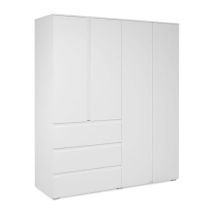 Image - Armoire 60c - Décor Blanc - 4 Portes, 2 Tiroirs - 160 X 55 X 191 Cm