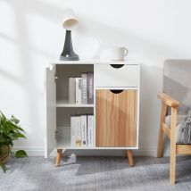 Buffet meuble de rangement design scandinave commode avec 1 tiroir et 2 portes meuble de rangement armoire 60 x 30 x 73 cm Mondeer