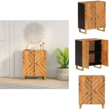 Armoire latérale marron et noir 60x33,5x75 cm bois de manguier - Armoire Latérale - Armoires Latérales - Armoire - Placard