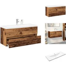 Armoire lavabo avec bassin intégré vieux bois - Meuble Avec Vasque Intégrée - Meubles Avec Vasques Intégrées - Armoire Lavabo De Salle De Bain