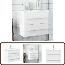 Vidaxl - Armoire lavabo de salle de bain avec bassin intégré blanc - Meuble Lavabo Salle De Bain - Meuble Vasque - Meuble Rangement Salle De Bain