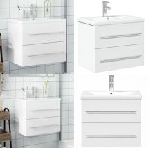 Armoire lavabo de salle de bain avec bassin intégré blanc - Meuble Lavabo Salle De Bain - Meuble Vasque - Meuble Rangement Salle De Bain - Lavabo