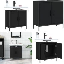 Armoire lavabo de salle de bain noir 60x30x60 cm - Meuble Lavabo - Armoire Salle De Bain - Placard Lavabo - Meuble Salle De Bain - Rangement Salle De