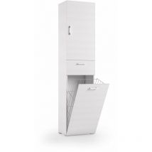 Armoire polyvalente avec panier à linge blanc