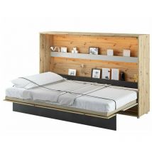 Lit escamotable Concept Pro Lenart Levfere 169 , Unique, 120x200, Stratifié, mdf, Sommier à lattes, 148x211x138cm, led