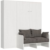 Itamoby - Lit 140 Sofà Kentaro Frêne Blanc avec colonne gauche-droite