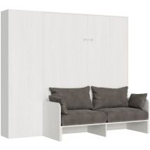 Itamoby - Lit double Sofà Kentaro White Ash avec colonne gauche-droite