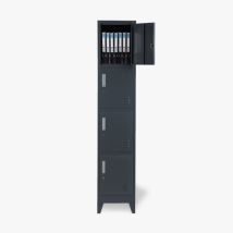 Armoire Métallique 4 Étagères 38x45 H190 Avec Serrure – Structure En Tôle D'Acier – Capacité 10 Kg Par Étagère – Pour Rangement Sécurisé – Office24