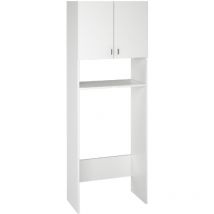 Pegane - Armoire / Meuble sdb coloris blanc - Hauteur 180 x Longueur 64 x Profondeur 35.6 cm