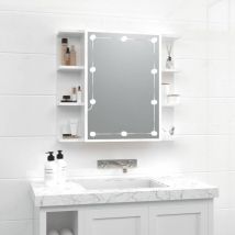 Bonnevie - Armoire à miroir Armoire murale de salle de bain - Style Contemporain avec led Blanc brillant 70x16,5x60 cm BV680078