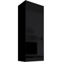 Armoire Murale 1 Porte Meuble De Rangement 40x126x29cm 3 Compartiments Modèle Nora V1 Noir Finition Brillante