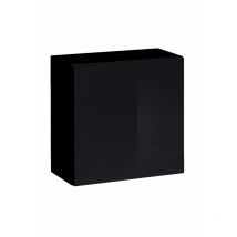 Lettiemobili - Armoire murale 1 porte Meuble de Rangement 60x60x30cm 2 compartiments Modèle Berit 60x60 Noir Finition brillante