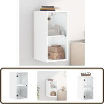 Armoire murale avec portes en verre blanc 35x37x68,5 cm - Meuble Mural - Armoire Murale - Rangement Mural - Meuble Rangement - Étagère Murale
