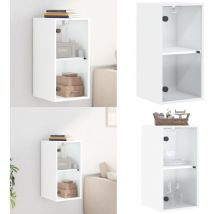 Vidaxl - Armoire murale avec portes en verre blanc 35x37x68,5 cm - Meuble Mural - Armoire Murale - Rangement Mural - Meuble Rangement - Étagère