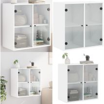 Vidaxl - Armoire murale avec portes en verre blanc 68x37x68,5 cm - Meuble Mural - Armoire Murale - Rangement Mural - Meuble Rangement - Étagère