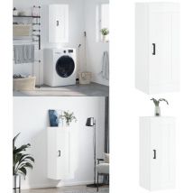 Armoire murale blanc brillant 34,5x34x90 cm bois d'ingénierie - Armoire Murale - Meuble Mural - Rangement Mural - Bibliothèque Murale - Placard Mural