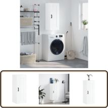 Armoire murale blanc brillant 34,5x34x90 cm bois d'ingénierie - Armoire Murale - Meuble Mural - Rangement Mural - Bibliothèque Murale - Placard Mural
