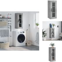 Armoire murale gris béton 34,5x34x90 cm - Armoire Murale - Meuble De Rangement - Étagère Murale - Placard Mural - Armoire Grise