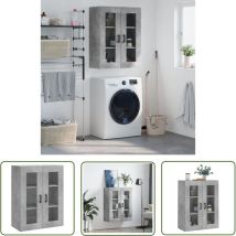 The Living Store Armoire Murale Gris Béton 69,5x34x90 Cm - Armoire Murale - Meuble De Rangement - Armoire Grise - Armoire Suspendu - Étagère Murale