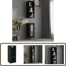 Armoire murale Noir 34,5x32,5x90 cm Bois d'ingénierie - Meuble Mural - Étagère Murale - Bibliothèque Murale - Rangement Mural - Déco Murale