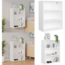 Armoire murale suspendue Blanc 69,5x32,5x90 cm - Armoire Murale - Buffet Suspendu - Meuble Rangement - Étagère Murale - Décoration Murale - Home &
