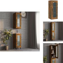 Armoire murale suspendue Chêne fumé 34,5x34x90 cm - Armoire Murale - Étagère Murale - Rangement Mural - Décoration Murale - Meuble Suspendu