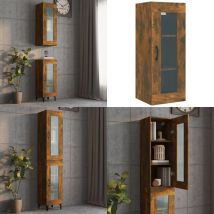 Armoire murale suspendue Chêne fumé 34,5x34x90 cm - Armoire Murale - Étagère Murale - Rangement Mural - Décoration Murale - Meuble Suspendu - Home &