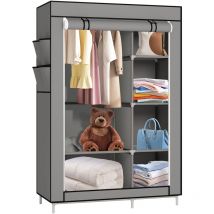 Yongqing - Armoire non tissée - 4 couches de 6 grilles avec tringle à vêtements - Armoire de rangement 105x45x170cm Gris foncé