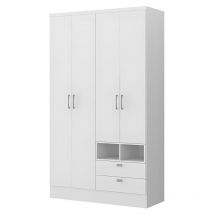 Vente-unique - Armoire odilon - 4 portes & 2 tiroirs - L.120 cm - Blanc