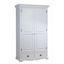 Beaux Meubles Pas Chers - Armoire Penderie Blanche 2 Portes 2 Tiroirs - Blanc