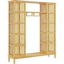 Homcom - Armoire penderie en bambou - 2 portes coulissantes, 7 étagères, 2 barres - dim. 145L x 35l x 165Hcm