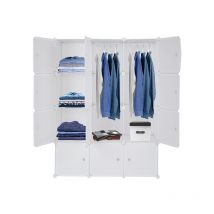 Armoire Penderie Étagère de Rangement en Plastique Meuble de Rangement Portable pour Vêtements Chaussures Jouets Accessoire,BLANC,0847142cm