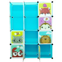 Haloyo - Armoire Penderie Plastique Enfants , 12 Cubes Armoire Bleu 11137147cm