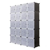 Armoire Penderie Étagère de Rangement en Plastique Meuble de Rangement Portable pour Vêtements Chaussures Jouets Accessoires,Noir, 20 cubes - Mondeer