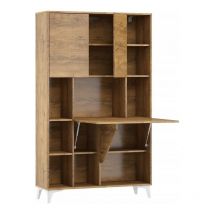 Armoire Placard Convertible en bureau et table Home office 175x105x34cm « Meggie 2-Chêne foncé»